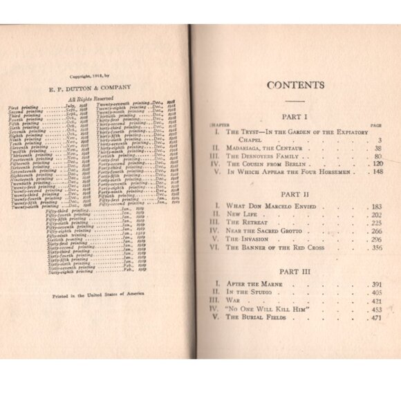 Antique WWI Novel The Four Horsemen Decor Book Blasco Ibáñez Dark Academia 1918 - Picture 6 of 6